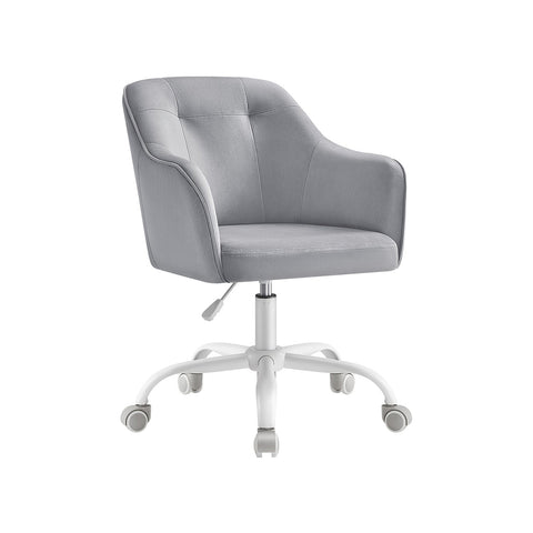 Rootz Swivel Chair - Office Chair - Rolling Chair - Steel Frame - Velvet Upholstery - Adjustable Height - 64cm x 64cm x (83-93)cm - Dove Gray