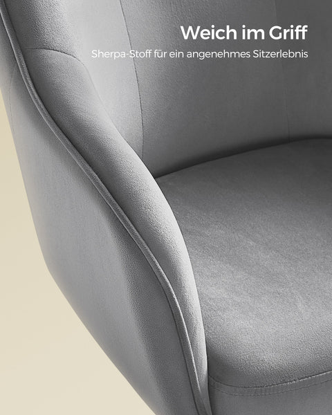 Rootz Swivel Chair - Office Chair - Rolling Chair - Steel Frame - Velvet Upholstery - Adjustable Height - 64cm x 64cm x (83-93)cm - Dove Gray