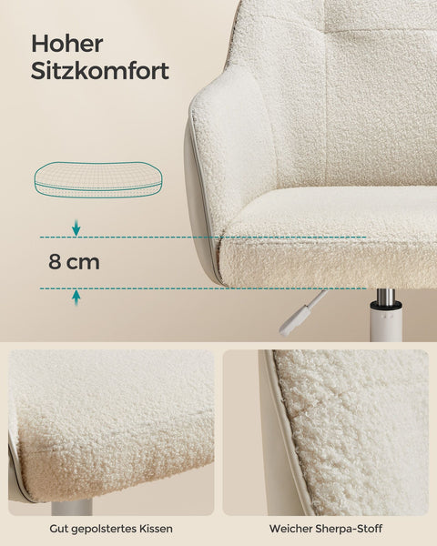 Rootz Swivel Chair - Lounge Chair - Office Chair - Steel Frame - Velvet Upholstery - Adjustable Height - 64cm x 64cm x (83-93)cm