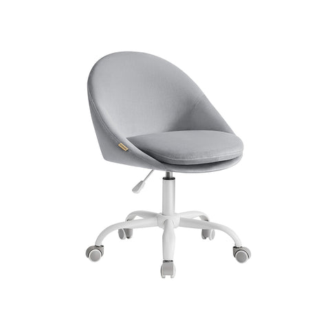Rootz Swivel Chair - Office Chair - Rolling Chair - Steel Frame - Velvet - Nylon Wheels - 28 kg/m3 Foam Padding - 60cm x 60cm x (80-90)cm - Dove Gray - 8.2kg - 110kg Max Load Capacity