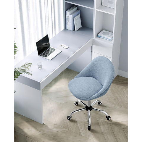 Rootz Blue Swivel Chair - Ergonomic Chair - Rotating Chair - Steel Frame - Cotton-Linen Blend - Adjustable Height - 60cm x 60cm x 80-90cm