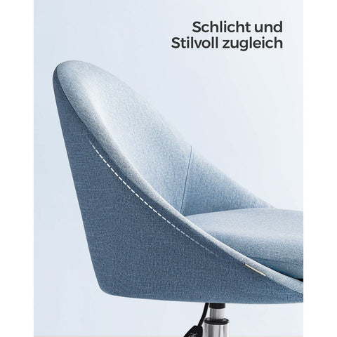 Rootz Blue Swivel Chair - Ergonomic Chair - Rotating Chair - Steel Frame - Cotton-Linen Blend - Adjustable Height - 60cm x 60cm x 80-90cm