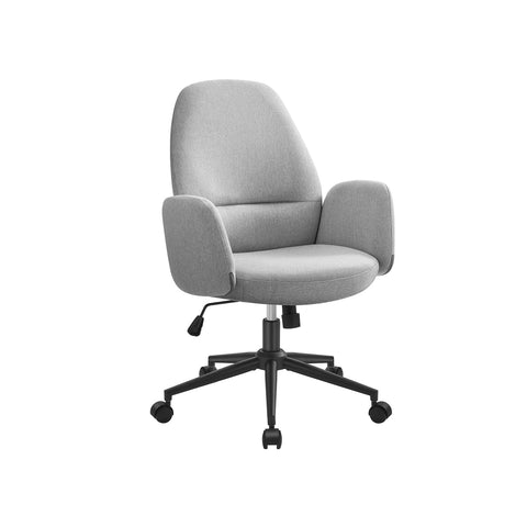 Rootz Swivel Chair with Dove Gray Armrests - Office Seat - Height-Adjustable - Steel Frame - Cotton-Linen Blend - 70cm x 70cm x (101-109cm)