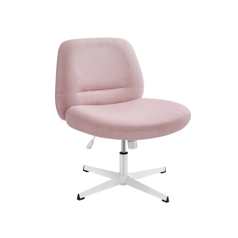 Rootz Pink Office Chair - Wide Seat - Cross Base - Steel & Cotton-Linen - Adjustable Height - 72cm x 72cm x 75-83cm