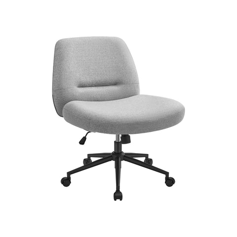Rootz Wide Seat Office Chair - Grey Chair - Ergonomic Chair - Steel Frame - Cotton-Linen Blend - Adjustable Height - 70cm x 70cm x (82-90)cm