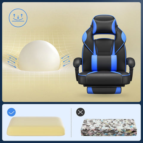 Rootz Racing Style Gaming Chair - Office Chair - Reclining Chair - PU Leather - Maximum Comfort - Adjustable Footrest - Ergonomic Design - 67cm x 66cm x 116-126cm