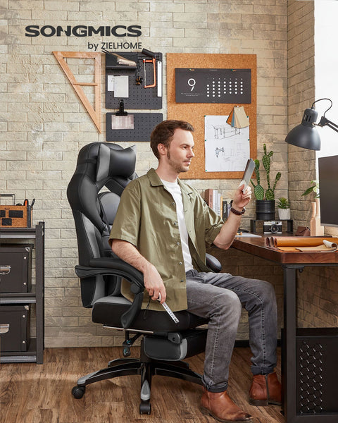 Rootz Gaming Chair - Racing Chair - Office Chair - Lumbar Support - Adjustable Backrest - Faux Leather - 70cm x 64cm x 128cm