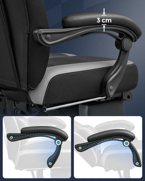 Rootz Gaming Chair - Racing Chair - Office Chair - Lumbar Support - Adjustable Backrest - Faux Leather - 70cm x 64cm x 128cm