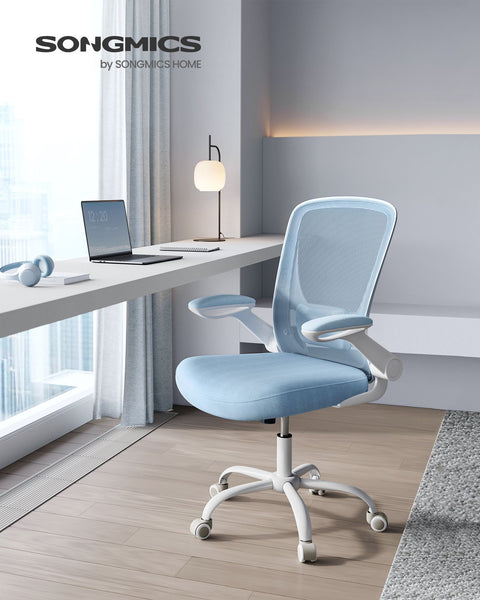 Rootz Mist Blue Ergonomic Office Chair - Desk Chair - Swivel Chair - Plastic Foam Nylon Steel - Adjustable Height - Lumbar Support - Breathable Material - 64cm x 64cm x (99-107)cm