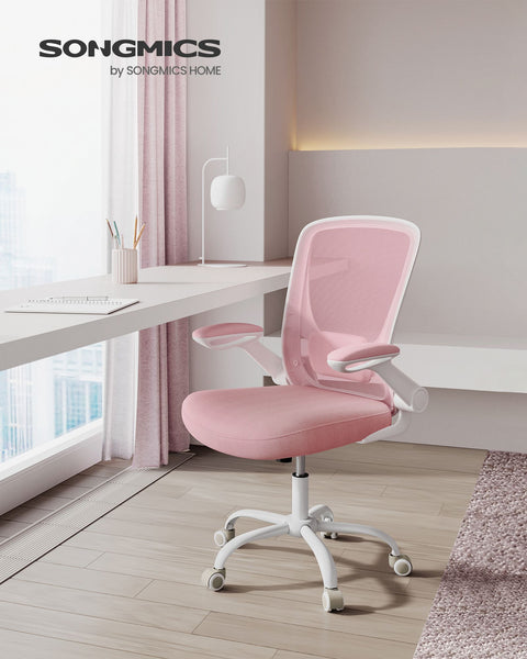 Rootz Pastel Pink Ergonomic Office Chair - Swivel Chair - Adjustable Desk Chair - Plastic, Foam, Nylon, Steel - 64cm x 64cm x (99-107)cm - 46-54cm Seat Height - 120kg Weight Capacity