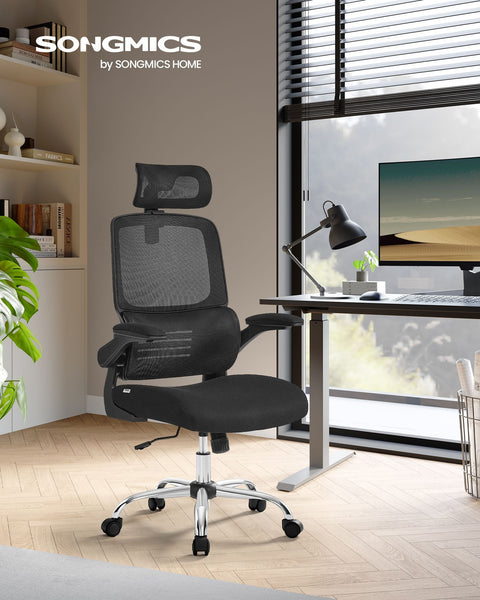 Rootz Ergonomic Office Chair - Desk Chair - Swivel Chair - Steel Frame - Foam Padding - Ink Black - 62cm x 64cm x (114-122)cm - Adjustable Seat Height - Comfortable Seat Size - Supportive Armrests - 13.2kg - 150kg Weight Capacity