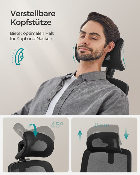 Rootz Ergonomic Office Chair - Desk Chair - Swivel Chair - Steel Frame - Foam Padding - Ink Black - 62cm x 64cm x (114-122)cm - Adjustable Seat Height - Comfortable Seat Size - Supportive Armrests - 13.2kg - 150kg Weight Capacity