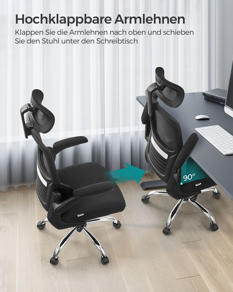 Rootz Ergonomic Office Chair - Desk Chair - Swivel Chair - Steel Frame - Foam Padding - Ink Black - 62cm x 64cm x (114-122)cm - Adjustable Seat Height - Comfortable Seat Size - Supportive Armrests - 13.2kg - 150kg Weight Capacity