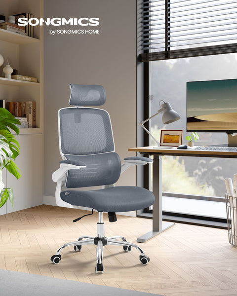 Rootz Dove Gray Office Chair - Ergonomic Chair - Padded Seat - Adjustable Height - Steel Frame - 62cm x 64cm x (114-122)cm