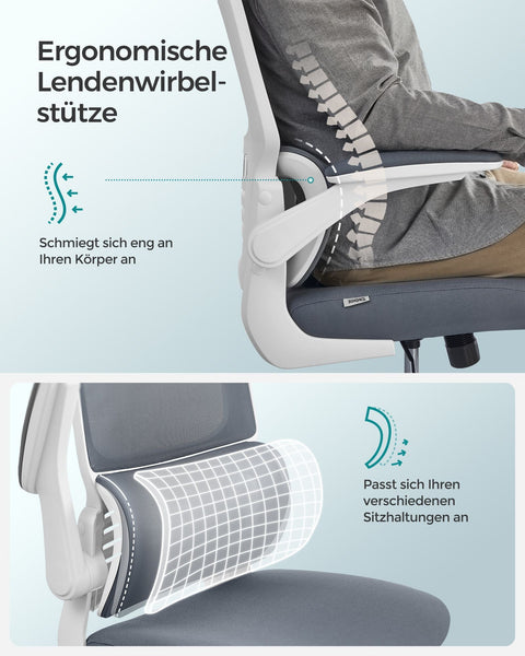 Rootz Dove Gray Office Chair - Ergonomic Chair - Padded Seat - Adjustable Height - Steel Frame - 62cm x 64cm x (114-122)cm