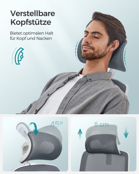 Rootz Dove Gray Office Chair - Ergonomic Chair - Padded Seat - Adjustable Height - Steel Frame - 62cm x 64cm x (114-122)cm