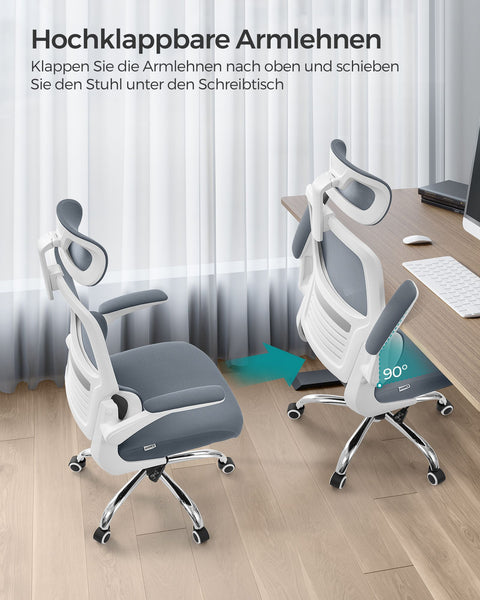 Rootz Dove Gray Office Chair - Ergonomic Chair - Padded Seat - Adjustable Height - Steel Frame - 62cm x 64cm x (114-122)cm