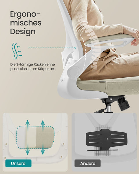 Rootz Ergonomic Office Chair - Mesh - Cappuccino Beige - Plastic Foam - Nylon Steel - 64cm x 64cm x (115-130cm)