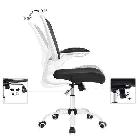 Rootz Mesh Office Chair - Ergonomic Chair - Swivel Chair - Adjustable Rocker Mechanism - Resistance Adjustment - Black - Plastic, Foam, Nylon, Steel - 66cm x 60cm x (99-107)cm - 120kg Capacity