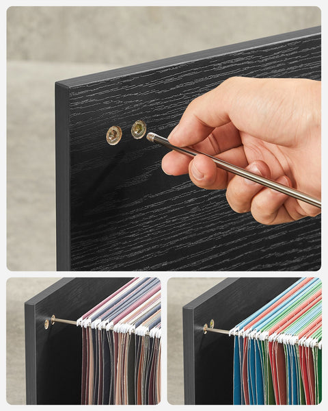 Rootz Rolling Container - Storage Cart - Organizer - Chipboard and Metal - 40cm x 80cm x 66cm - Black with Wood Grain Finish - Lightweight - Easy Assembly - High Weight Capacity