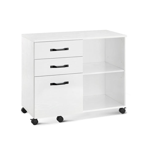 Rootz Rolling Container with Wood Grain Finish - Storage Cart - Mobile Organizer - Chipboard and Metal Construction - 40cm x 80cm x 66cm - 22.2kg Weight Capacity - Easy Assembly - Versatile Storage Solution