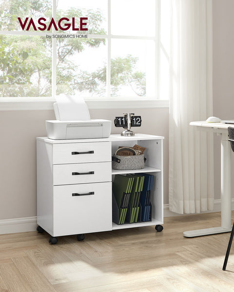Rootz Rolling Container with Wood Grain Finish - Storage Cart - Mobile Organizer - Chipboard and Metal Construction - 40cm x 80cm x 66cm - 22.2kg Weight Capacity - Easy Assembly - Versatile Storage Solution