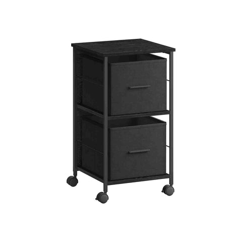 Rootz 2 Drawer Filing Cabinet - Office Storage - Organizer - Chipboard Steel Construction - Ebony Black-Ink Black - 37.5cm x 38.5cm x 68.7cm - Max. 50kg Capacity