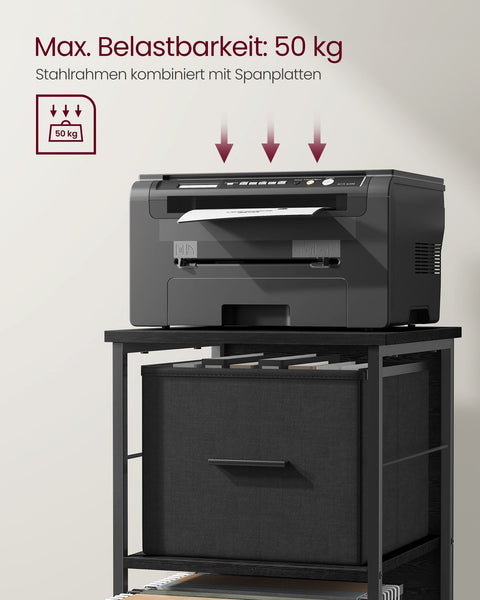Rootz 2 Drawer Filing Cabinet - Office Storage - Organizer - Chipboard Steel Construction - Ebony Black-Ink Black - 37.5cm x 38.5cm x 68.7cm - Max. 50kg Capacity