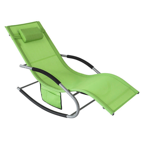 Rootz Garden Lounger - Sun Lounger - Rocking Chair - Breathable Fabric - Removable Pillow - Integrated Side Pockets - Soft EVA Armrests - 150kg Load Capacity - Dimensions as per Illustration - Green