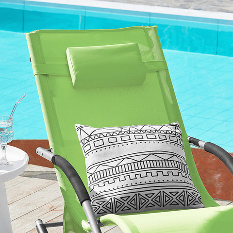 Rootz Garden Lounger - Sun Lounger - Rocking Chair - Breathable Fabric - Removable Pillow - Integrated Side Pockets - Soft EVA Armrests - 150kg Load Capacity - Dimensions as per Illustration - Green