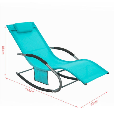 Rootz Garden Lounger - Sun Lounger - Deck Chair - Breathable Synthetic Fiber - Removable Pillow - Integrated Side Pockets - Soft EVA Armrests - Dimensions: See Illustration