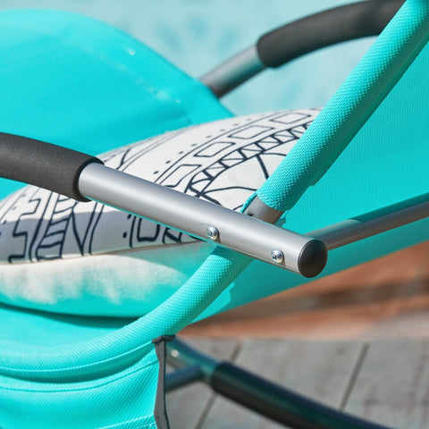 Rootz Garden Lounger - Sun Lounger - Deck Chair - Breathable Synthetic Fiber - Removable Pillow - Integrated Side Pockets - Soft EVA Armrests - Dimensions: See Illustration