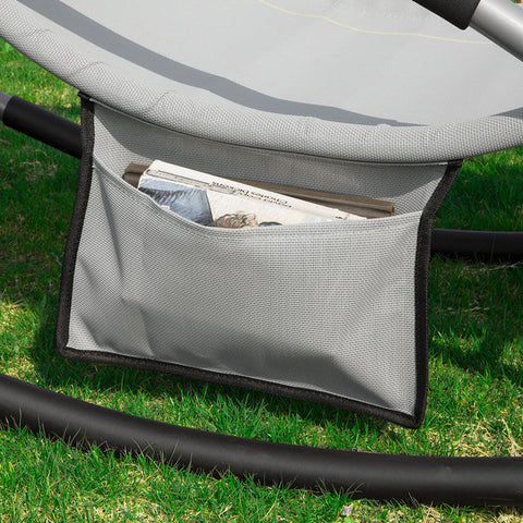 Rootz Elegant Sun Lounger - Rocking Garden Lounger - Deck Chair with Side Bag - Breathable Synthetic Fiber - Removable Pillow - Soft EVA Armrests - 150 kg Load Capacity - Dimensions as per Illustration