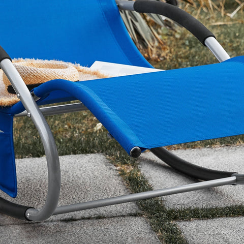 Rootz Garden Lounger - Sun Lounger - Deck Chair - Breathable Synthetic Fiber - Removable Pillow - Integrated Side Pockets - Soft EVA Armrests - 150kg Load Capacity - Dimensions: See Picture
