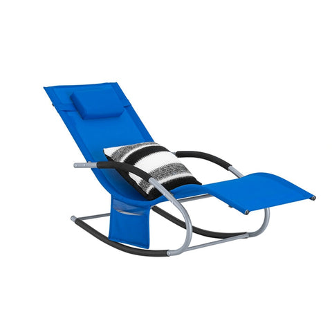 Rootz Garden Lounger - Sun Lounger - Deck Chair - Breathable Synthetic Fiber - Removable Pillow - Integrated Side Pockets - Soft EVA Armrests - 150kg Load Capacity - Dimensions: See Picture