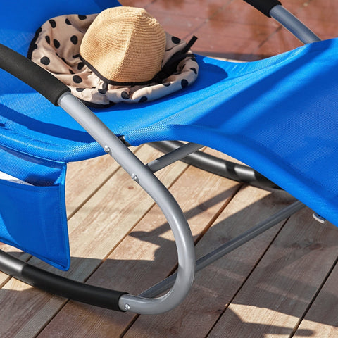 Rootz Garden Lounger - Sun Lounger - Deck Chair - Breathable Synthetic Fiber - Removable Pillow - Integrated Side Pockets - Soft EVA Armrests - 150kg Load Capacity - Dimensions: See Picture