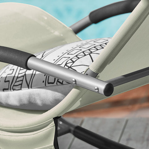 Rootz Elegant Rocking Sun Lounger - Garden Lounger - Rocking Chair - Breathable Fabric - Removable Pillow - Soft Armrests - 150 kg Load Capacity - Dimensions as per Illustration