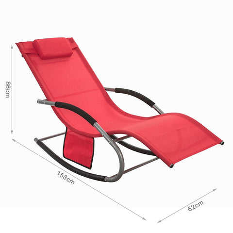 Rootz Elegant Sun Lounger Set - Rocking Sunbed - Garden Lounger - Breathable Fabric - Removable Pillow - Integrated Side Pockets - Soft EVA Armrests - 150 kg Load Capacity - Dimensions as per Illustration