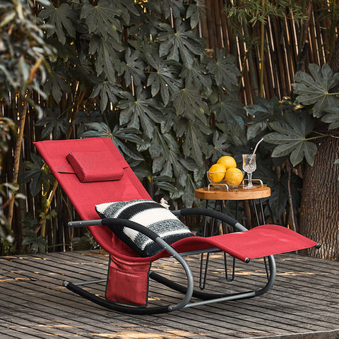 Rootz Elegant Sun Lounger Set - Rocking Sunbed - Garden Lounger - Breathable Fabric - Removable Pillow - Integrated Side Pockets - Soft EVA Armrests - 150 kg Load Capacity - Dimensions as per Illustration