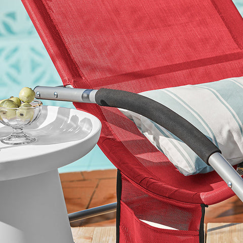 Rootz Elegant Sun Lounger Set - Rocking Sunbed - Garden Lounger - Breathable Fabric - Removable Pillow - Integrated Side Pockets - Soft EVA Armrests - 150 kg Load Capacity - Dimensions as per Illustration