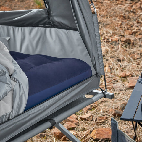 Rootz All-in-One Camping Set - Pop-Up Tent - Portable Camp Bed - Outdoor Sleeping System - Durable Oxford Nylon - Mosquito Protection - Easy Transport - 193cm x 160cm x 86cm - Light Gray
