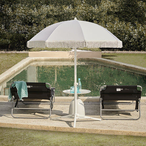 Rootz Adjustable Beach Lounger - Garden Lounger - Foldable Sun Lounger - Breathable Fabric - Removable Pillow - Side Pocket - 195cm x 58cm x 63cm - Black