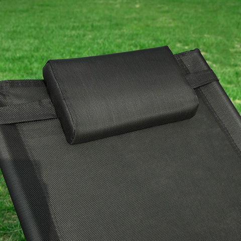 Rootz Garden Lounger - Sun Lounger - Deck Chair - Black Synthetic Fiber Fabric - Comfort Pillow - Sweat-Free Relaxation - Ideal for Garden and Terrace - 63cm x 66cm x 172cm
