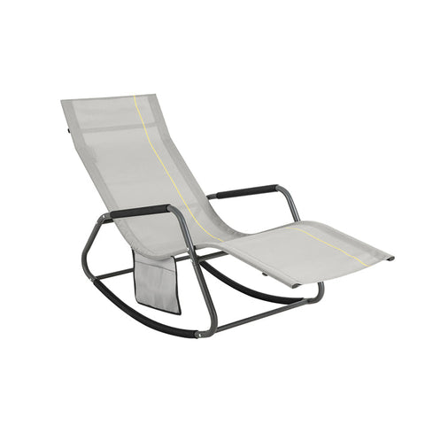 Rootz Garden Rocking Lounger - Sun Lounger - Garden Chair - Ergonomic Design - Synthetic Fiber Fabric - Storage Pocket - Supports up to 120kg - 145cm x 84cm x 57cm
