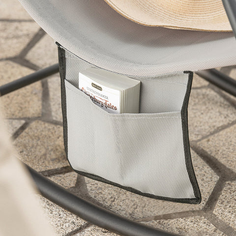 Rootz Garden Rocking Lounger - Sun Lounger - Garden Chair - Ergonomic Design - Synthetic Fiber Fabric - Storage Pocket - Supports up to 120kg - 145cm x 84cm x 57cm