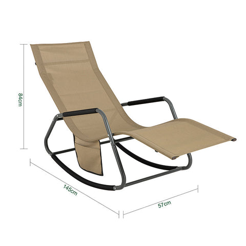 Rootz Garden Lounger - Sun Lounger - Rocking Chair - Ergonomic Design, Side Storage Pocket, Durable Synthetic Fiber - 145cm x 84cm x 57cm