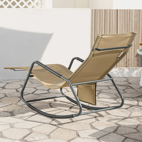Rootz Garden Lounger - Sun Lounger - Rocking Chair - Ergonomic Design, Side Storage Pocket, Durable Synthetic Fiber - 145cm x 84cm x 57cm
