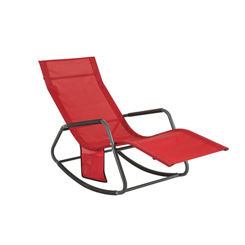 Rootz Garden Lounger - Sun Lounger - Rocking Chair - Ergonomic Design, Storage Pocket, Supports up to 120kg - Metal Frame with Synthetic Fiber Fabric - 145cm x 84cm x 57cm