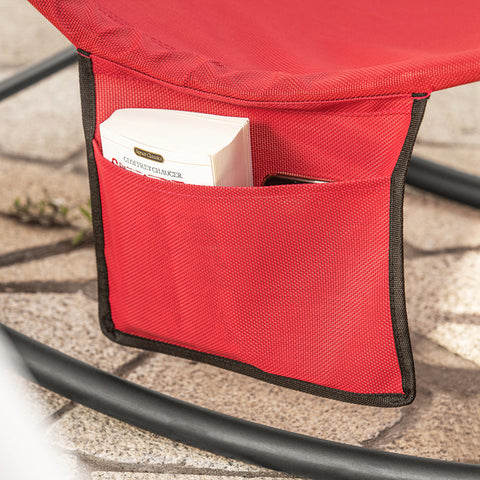 Rootz Garden Lounger - Sun Lounger - Rocking Chair - Ergonomic Design, Storage Pocket, Supports up to 120kg - Metal Frame with Synthetic Fiber Fabric - 145cm x 84cm x 57cm