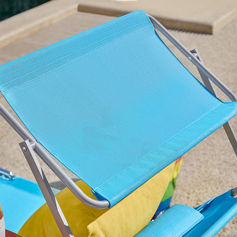 Rootz Adjustable Sun Lounger with Canopy - Garden Lounger - Beach Chair - Durable Metal Frame - Synthetic Fiber Fabric - Foldable & Portable - 195cm x 90cm x 63cm